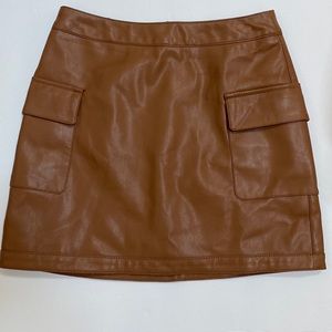 Forever 21 Vegan Leather Brown Mini Skirt